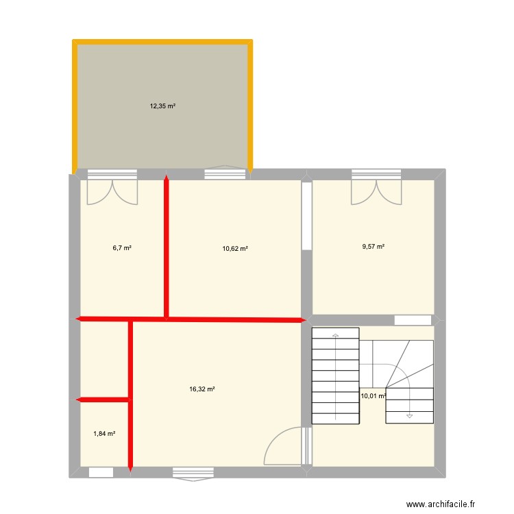 Projet Gide1. Plan de 7 pièces et 67 m2