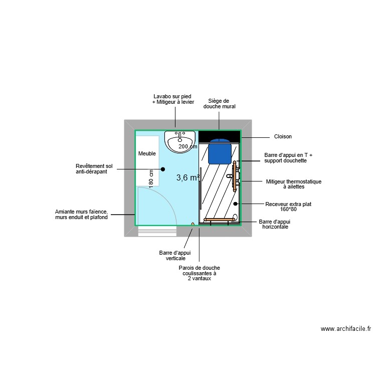 Projet M.JACOB. Plan de 1 pièce et 4 m2