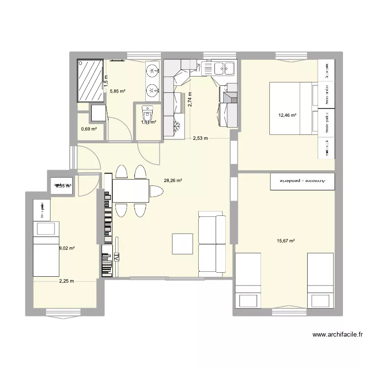 Gambetta. Plan de 8 et 73 m² Gambetta. Plan de 8 et 73 m²