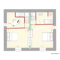 Plan étage avec deux escaliers 3 chambres une seule sdb étage