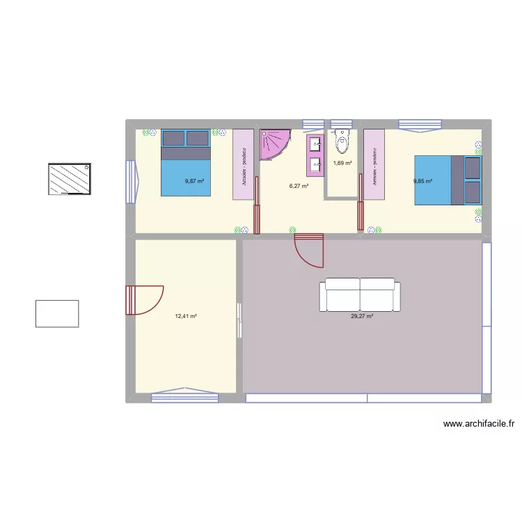 plan De filippo 3. Plan de 6  et 69 m²
