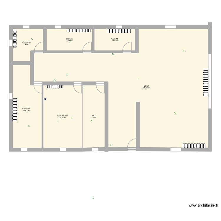 lsg. Plan de 7 pièces et 183 m2