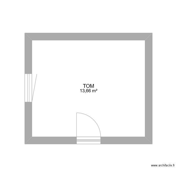 chambre tom. Plan de 1 pièce et 14 m2