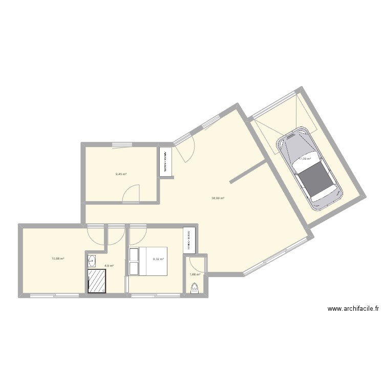 plan blm35 100m2. Plan de 7 pièces et 92 m2