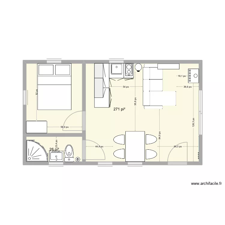 Chalet v3 lit double. Plan de 2 et 28 m² Chalet v3 lit double. Plan de 2 et 28 m²