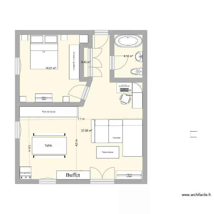 Ecuvillens 2. Plan de 4 et 56 m² Ecuvillens 2. Plan de 4 et 56 m²