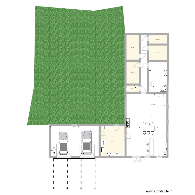 Mais. Plan de 6 pièces et 51 m2