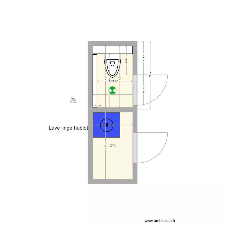 WC Le Cannet. Plan de 2 et 3 m² WC Le Cannet. Plan de 2 et 3 m²