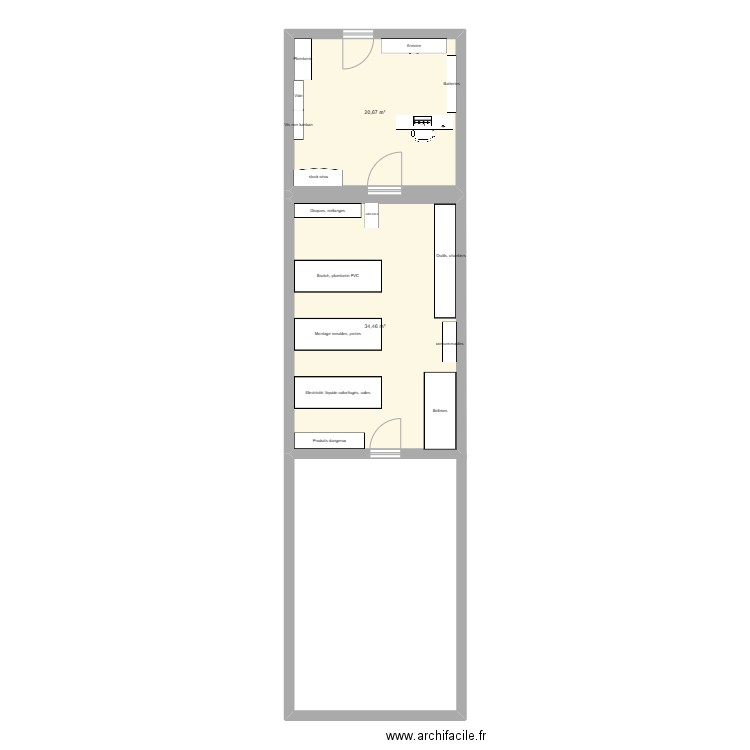 3 MAGASINS_version2. Plan de 2 pièces et 55 m2