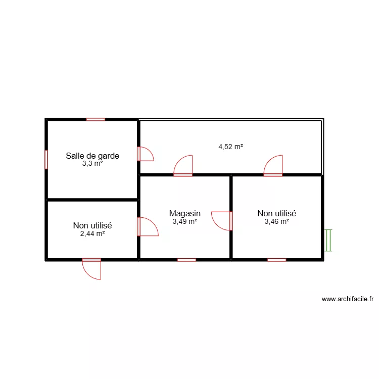 Vue en plan Magasin et Salle de garde DJIBIO. Plan de Vue en plan Magasin et Salle de garde DJIBIO. Plan de