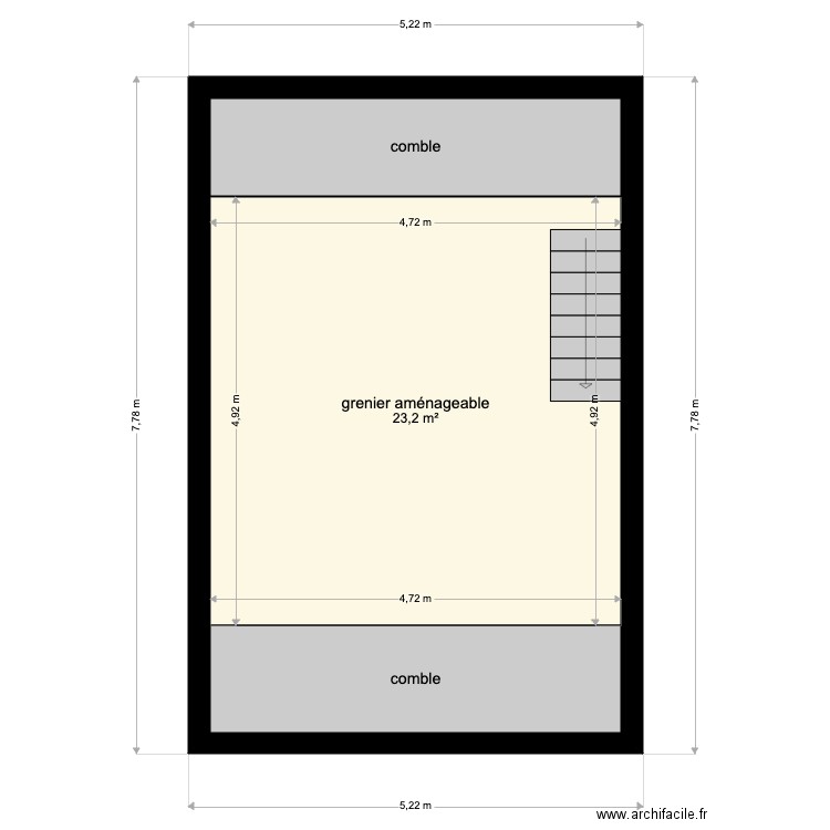 mons grans prés grenier. Plan de 3 pièces et 34 m2