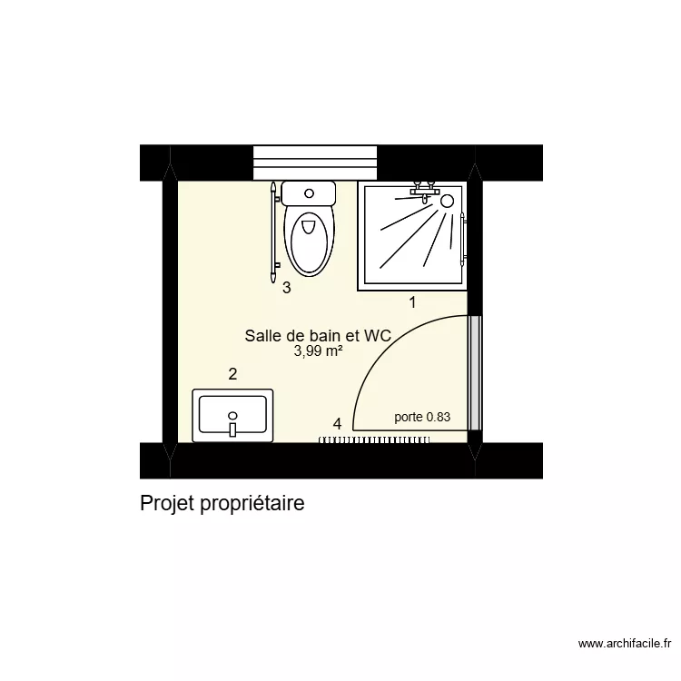 Pousset Projet propri&eacute;taire. Plan de 1  et 4 m²