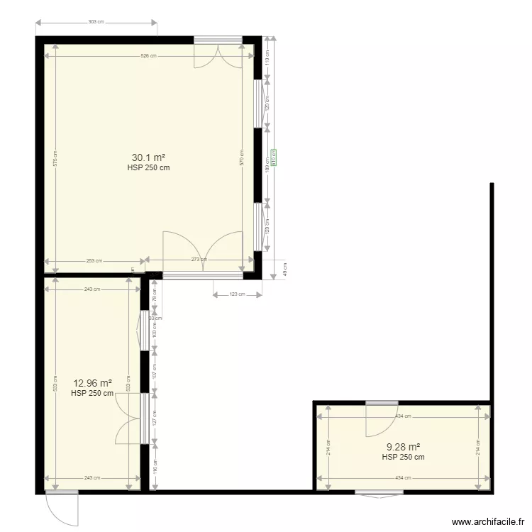 auvent. Plan de 3  et 52 m²
