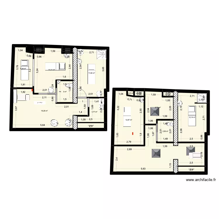 Neuilly saint front 2. Plan de 19  et 117 m²