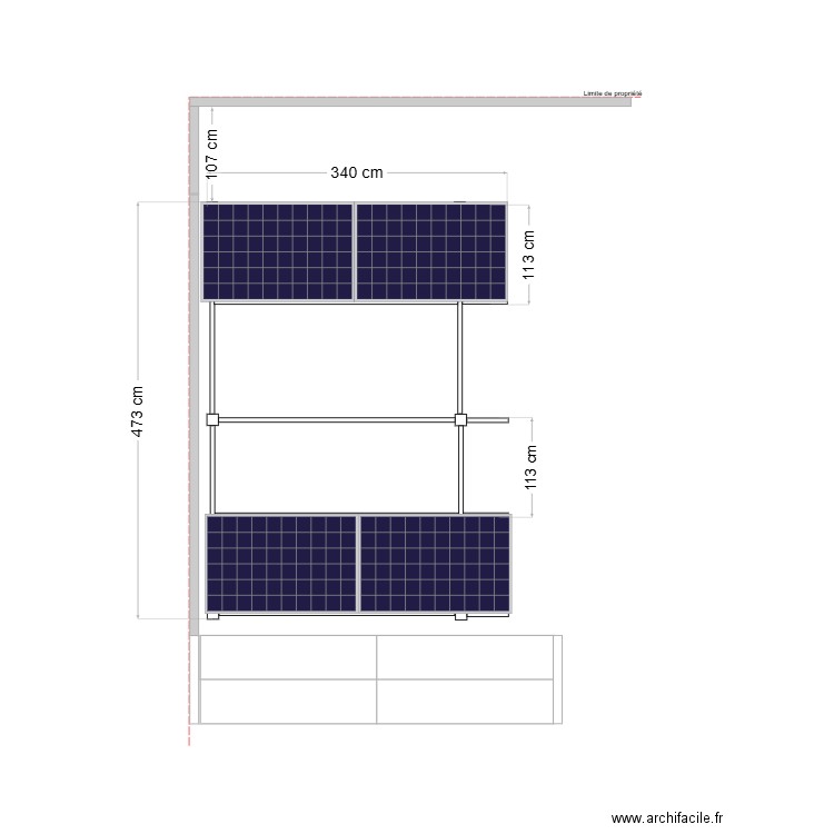 vue de dessus pergola solaire avec PS. Plan de 0 pièce et 0 m2