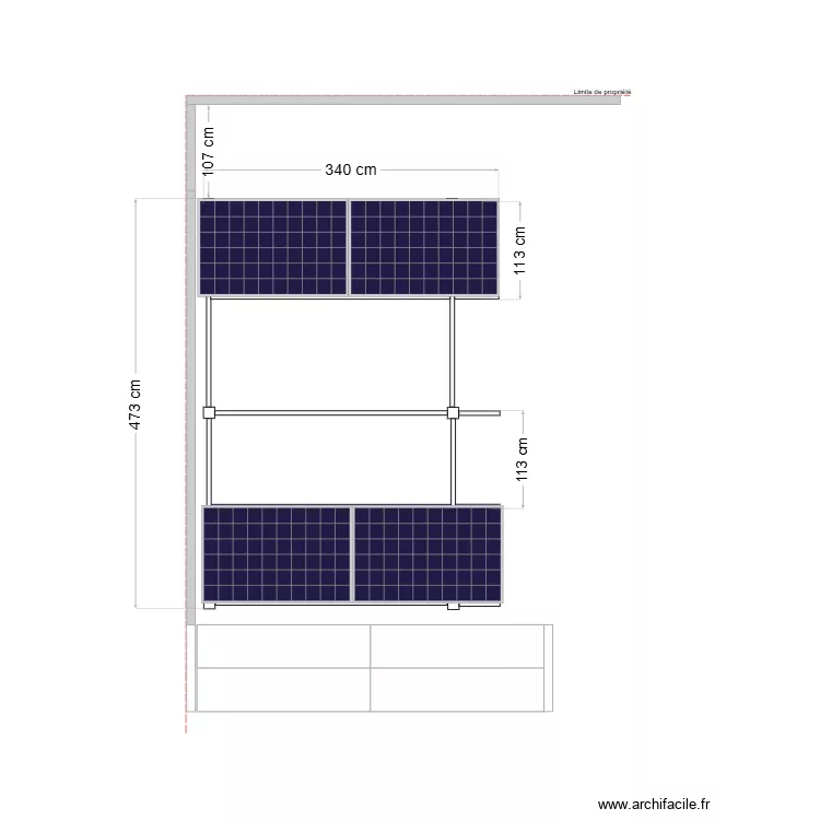 vue de dessus pergola solaire avec PS. Plan de vue de dessus pergola solaire avec PS. Plan de