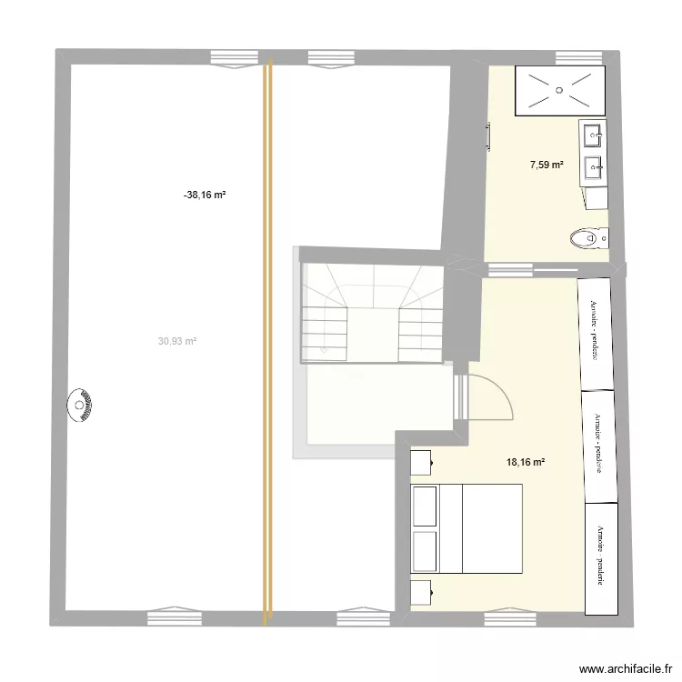 maison1. Plan de 5  et 66 m²