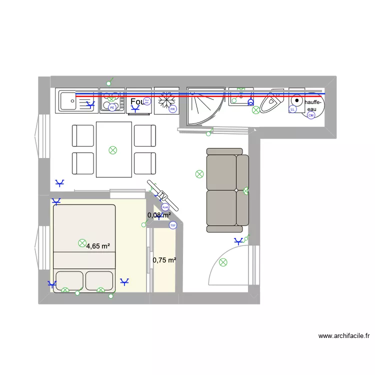 3 eme étage. Plan de 3 et 5 m² 3 eme étage. Plan de 3 et 5 m²
