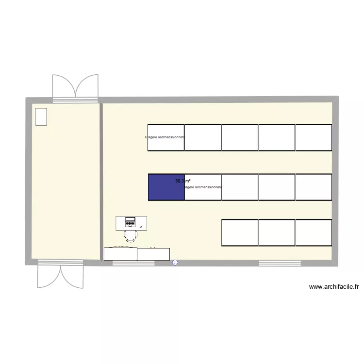 PDR MAGASIN. Plan de 1 et 58 m² PDR MAGASIN. Plan de 1 et 58 m²