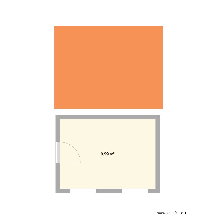 Abri jardin. Plan de 1 pièce et 10 m2