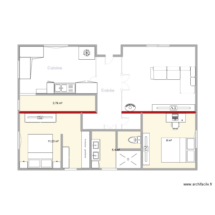 Maison CA mmb. Plan de 4 pièces et 29 m2