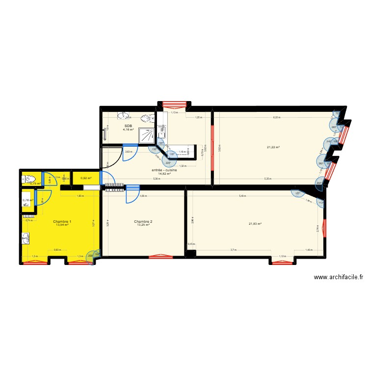 Sci st thomas - appt 101 existant. Plan de 11 pièces et 91 m2