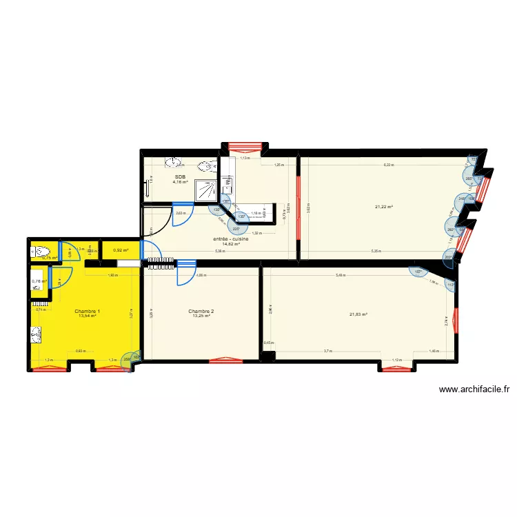 Sci st thomas - appt 101 existant. Plan de 11  et 91 m²