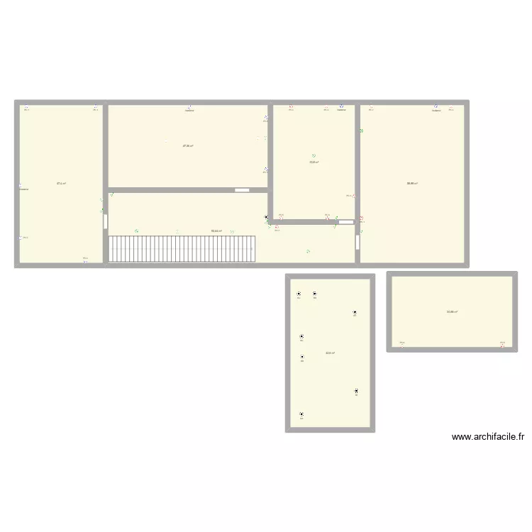 PLAILLY ETAGE. Plan de 7  et 313 m²