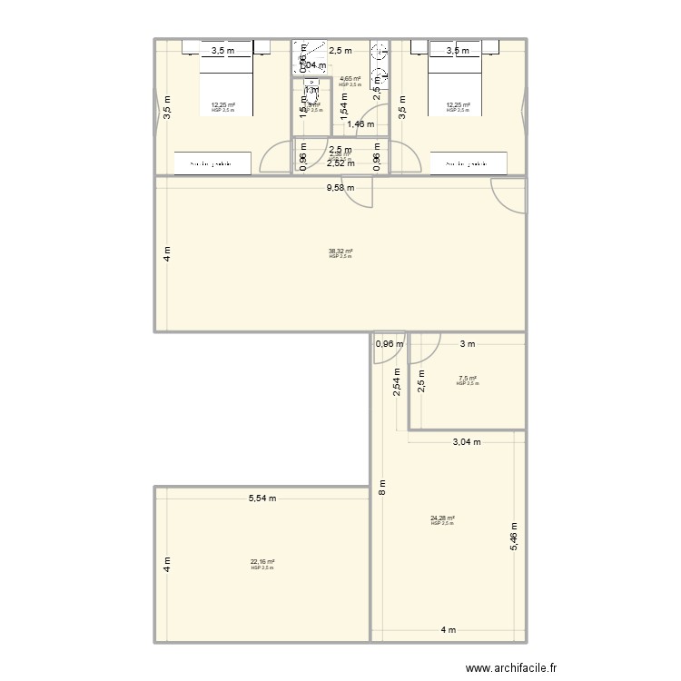 aff. Plan de 7 pièces et 126 m2