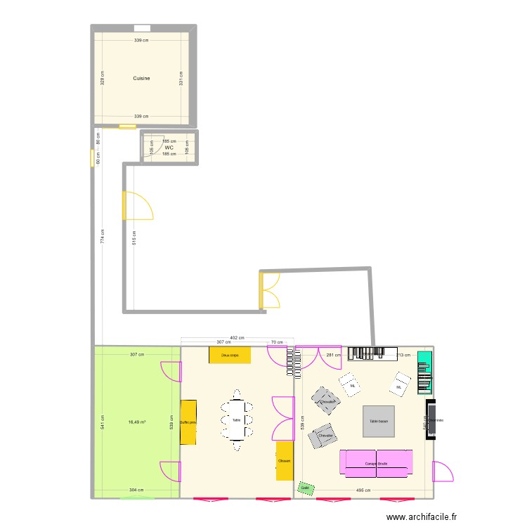 62 BIS FOCH V1 MM. Plan de 4 pièces et 57 m2