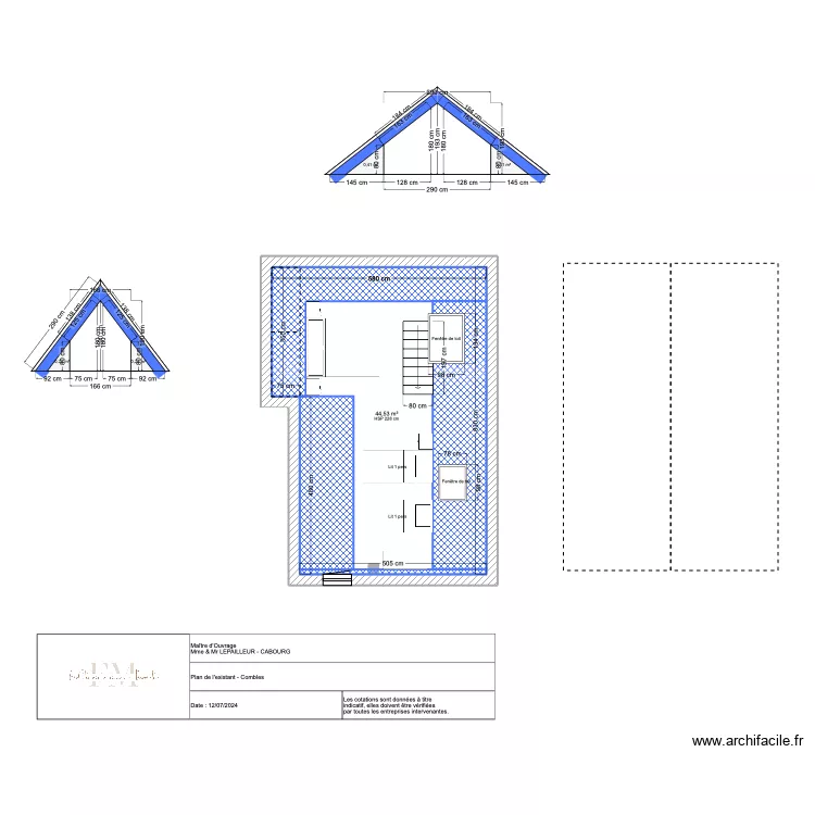 Plan agencement combles LEPAILLEUR Cabourg. Plan de 
