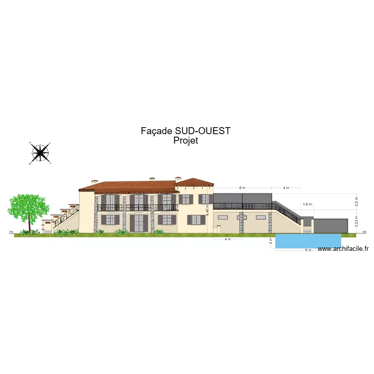 Escourche Façade SUD OUEST Projet. Plan de Escourche Façade SUD OUEST Projet. Plan de