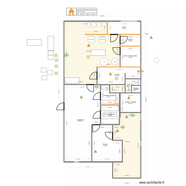 Projet fromagerie_V5. Plan de 13 et 170 m² Projet fromagerie_V5. Plan de 13 et 170 m²