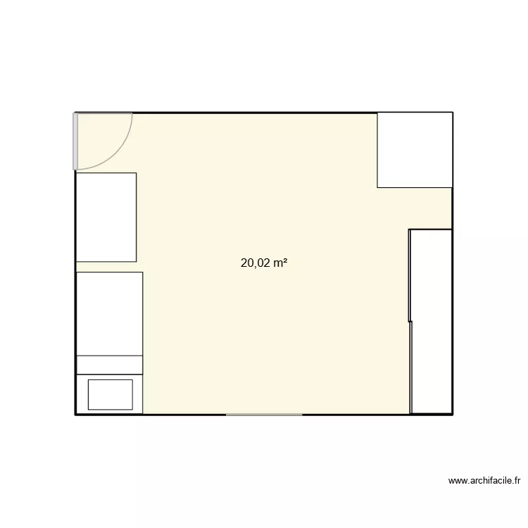 Chambre aaron. Plan de 1  et 20 m²