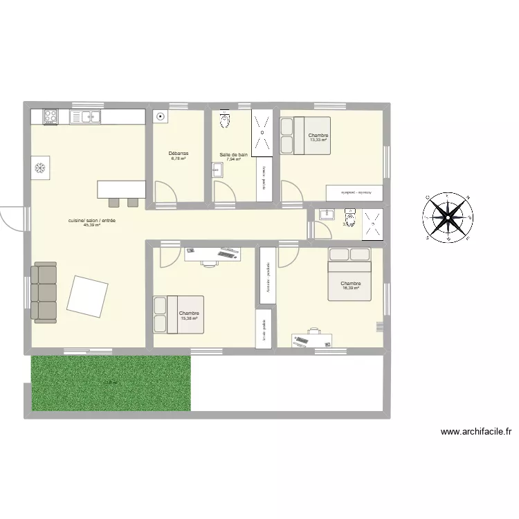 grandes cayes. Plan de 7  et 108 m²