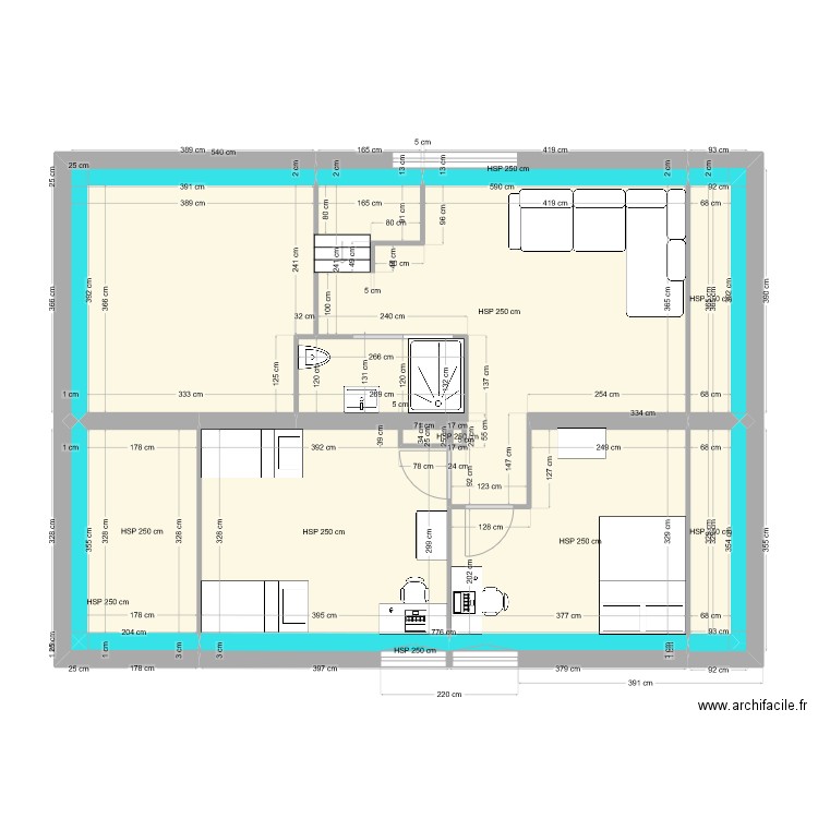 grenier V2. Plan de 13 pièces et 71 m2