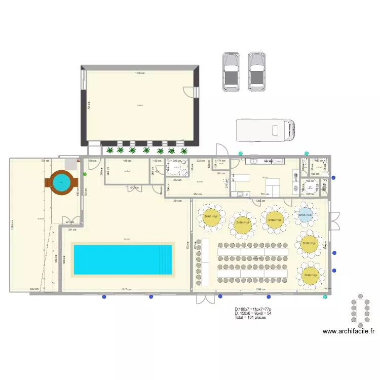 QUATRE PLUMES PLAN DE TABLE 120 mix paurine. Plan de 14 Pièces et 514 m²