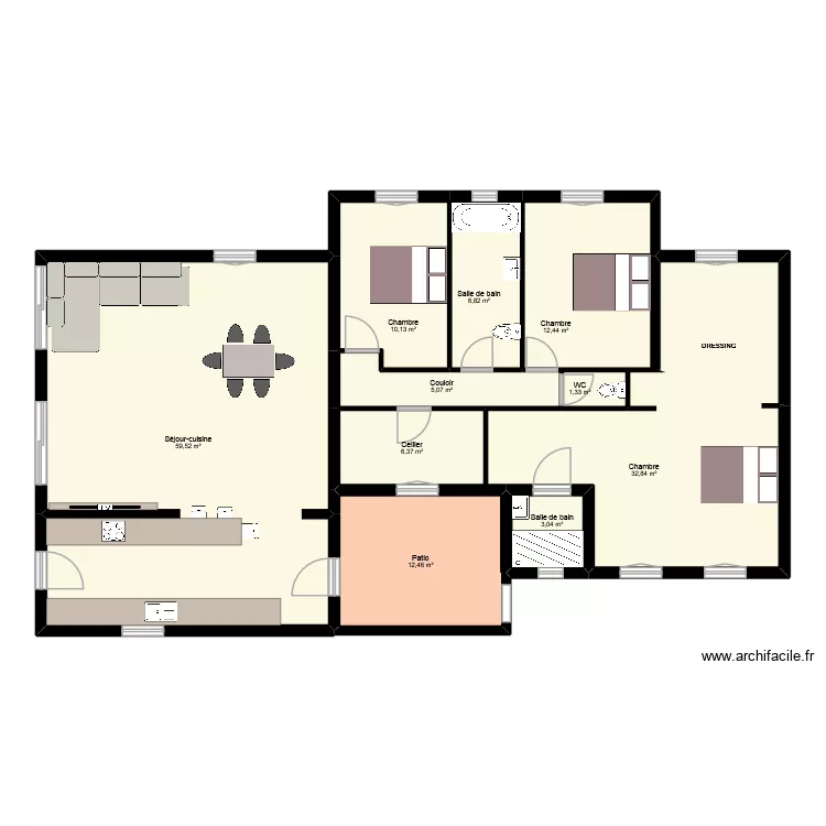 BOUBAKRI. Plan de 10  et 150 m²