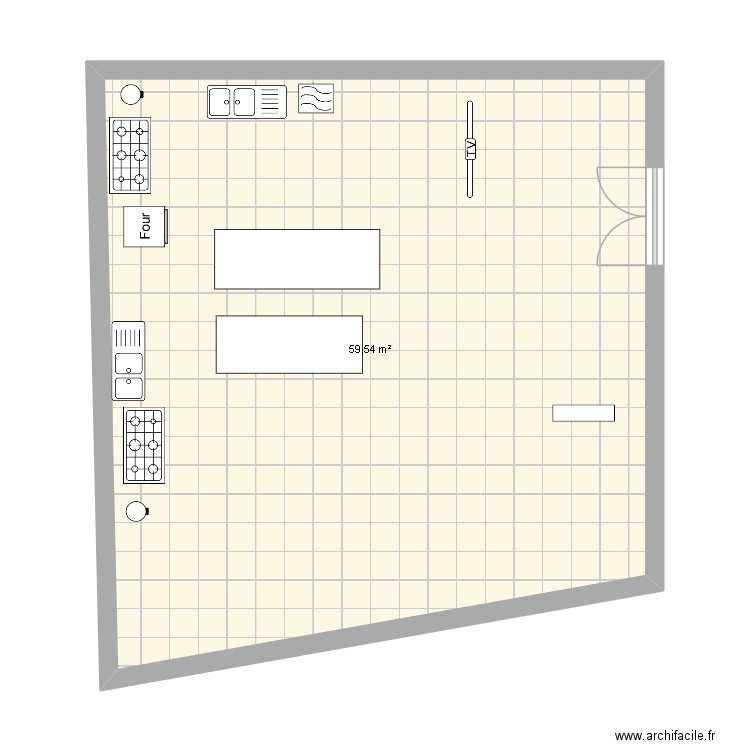 CUISINE. Plan de 1 pièce et 60 m2