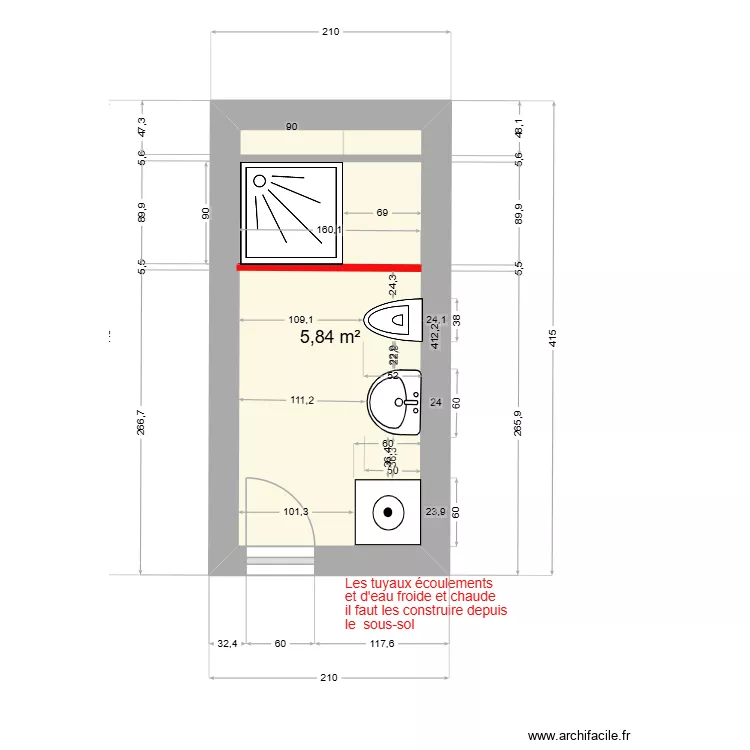 rez gauche 3pc. Plan de 1 Pièce et 6 m² rez gauche 3pc. Plan de 1 Pièce et 6 m²