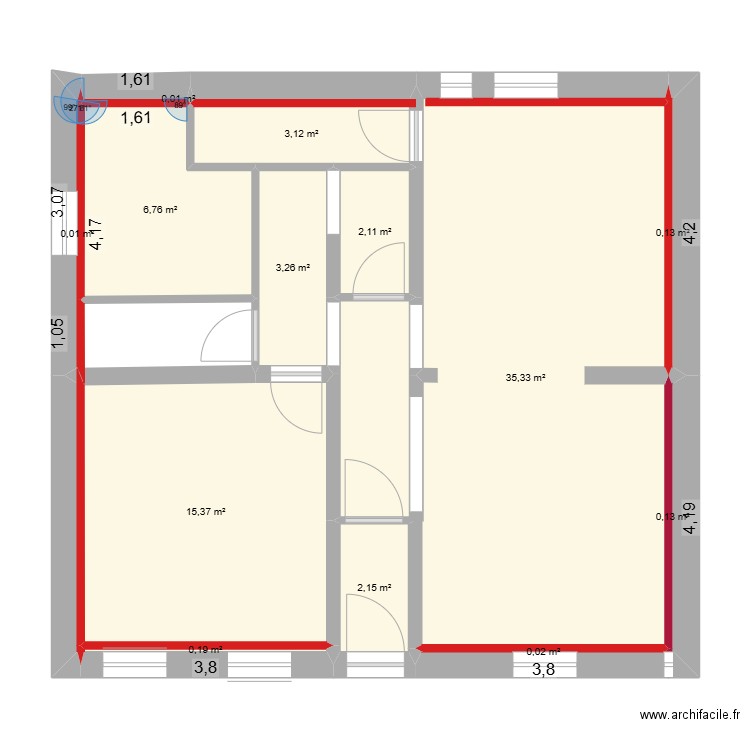 LALOU RDC. Plan de 13 pièces et 69 m2