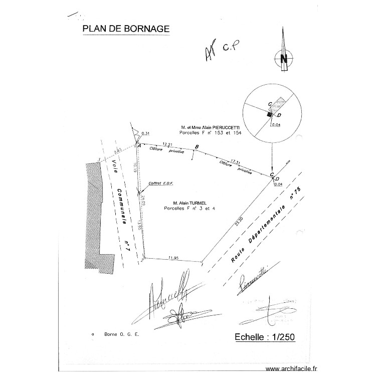 plan de bornage. Plan de 0 pièce et 0 m2 plan de bornage. Plan de 0 pièce et 0 m2