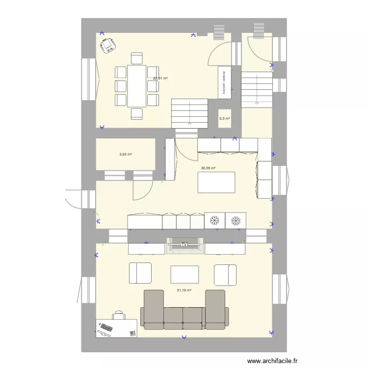 Maison RDC. Plan de 5 et 89 m² Maison RDC. Plan de 5 et 89 m²