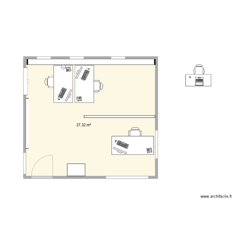 accueil_gray. Plan de 1 pièce et 27 m2