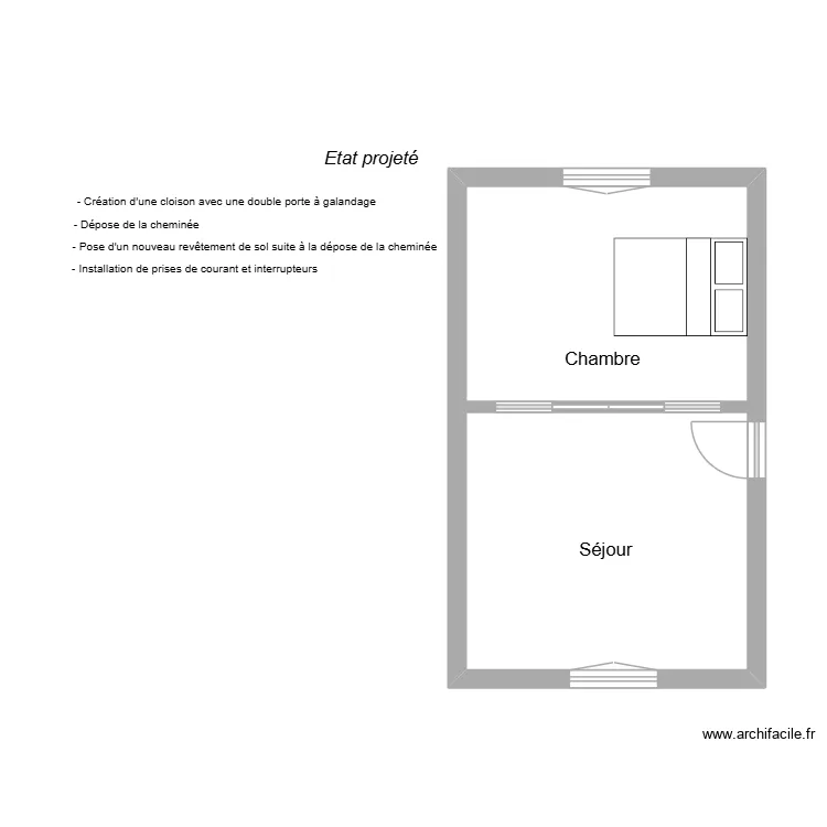 le houerou. Plan de 1  et 27 m²