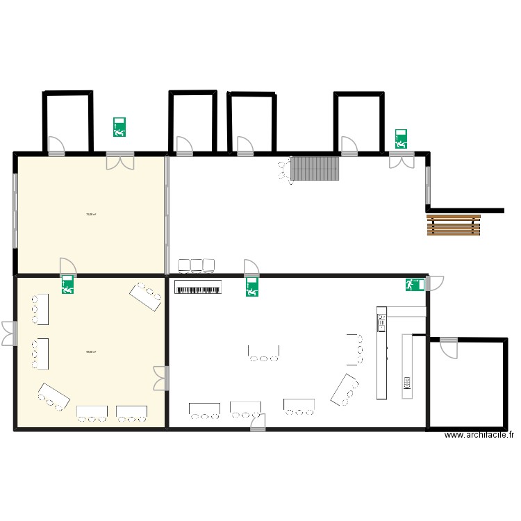 marche denoel. Plan de 2 pièces et 170 m2