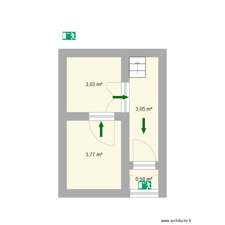 local 97 plan. Plan de 4 pièces et 10 m2