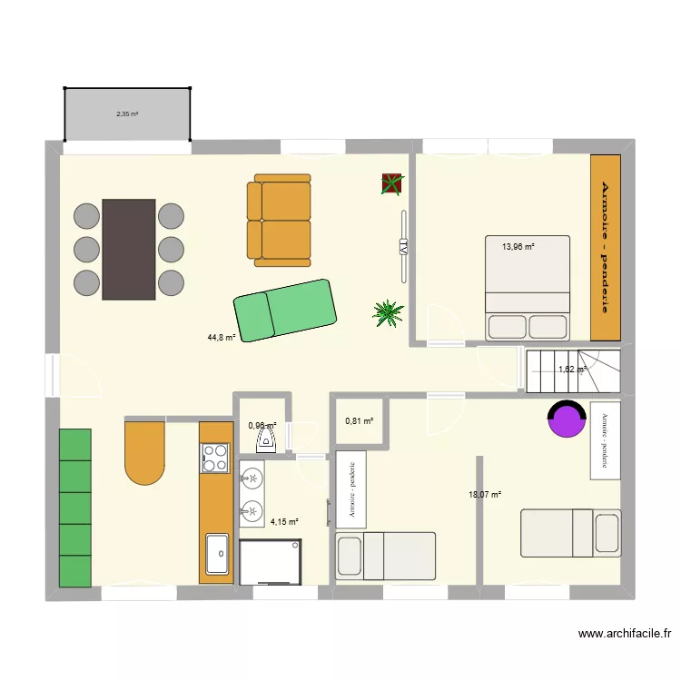 Rez de chaussé. Plan de 7 et 84 m² Rez de chaussé. Plan de 7 et 84 m²