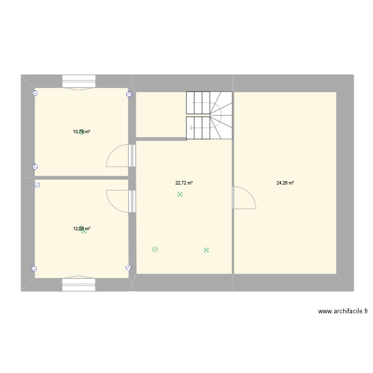 deuxieme etage. Plan de 4 pièces et 70 m2