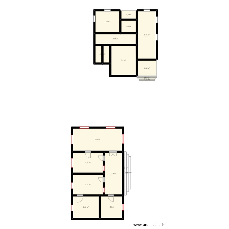 Plan hopital. Plan de 20 pièces et 75 m2